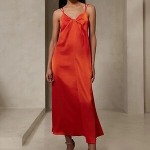 Banana Republic Asymmetrical Spaghetti Strap Dress in Rust